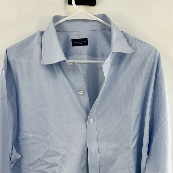 Proper cloth Duane McLaughlin blue striped dress shirt size 18.5 - Picture 3 of 9